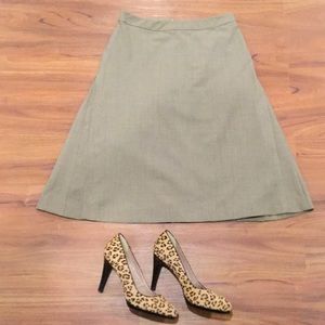 Women’s tan a-line midi workwear skirt